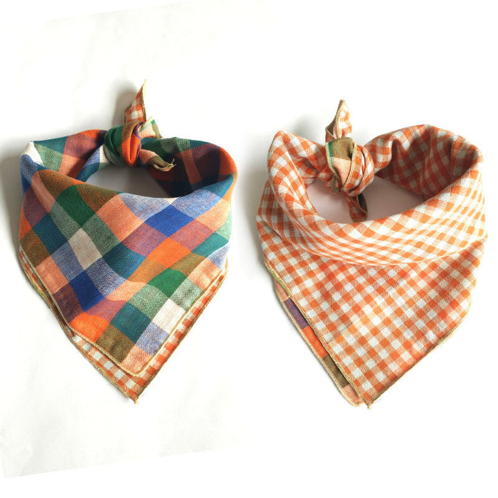 Baby Oversized Bib Cotton Gauze Check Bandana