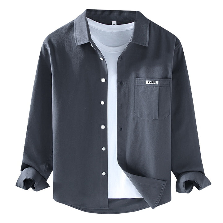Pocket Pure Cotton Shirt Men's Long Sleeve Retro