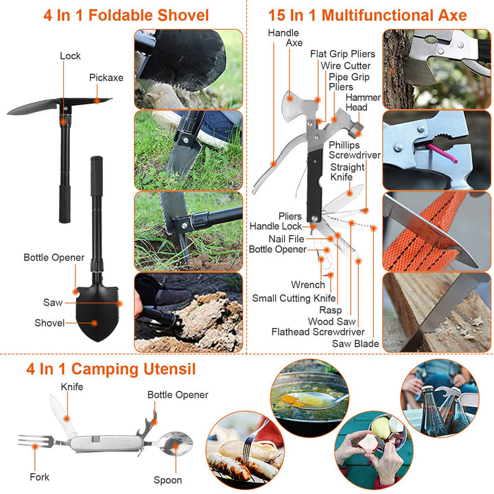 125 In 1 Survival Kit, Professional Survival Equipment, Equipment, Tools, First Aid Supplies, For SOS Emergency Tactical Hiking, Hunting, Disaster, Camping Expedition - Not Shipped On Weekends
