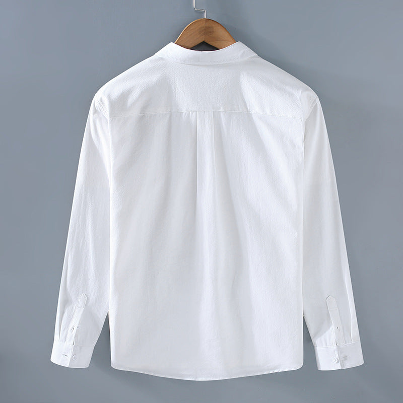 Pocket Pure Cotton Shirt Men's Long Sleeve Retro