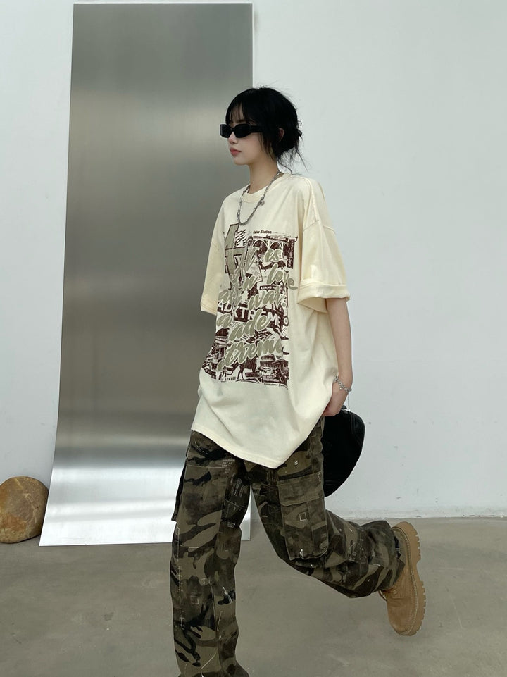 Men's Vintage Graffiti Print T-shirt