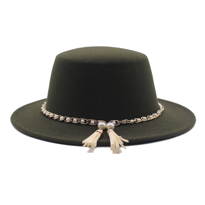 Fashion Flat Brim Top Hat Women Flat Top Woolen Hat