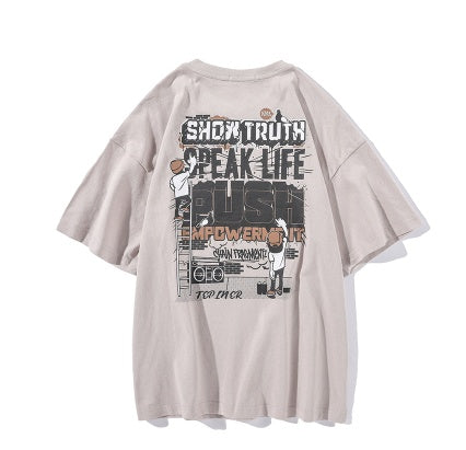Short-sleeved T-shirt Men's Loose Trend Hong Kong Style Half-sleeved T-shirt
